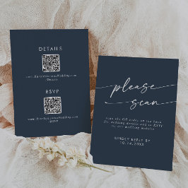 Cartons Réponse Boho Chic Dark Navy Bleu QR Code Détails
