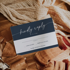 Cartons Réponse Boho Chic Dark Navy Bleu Simple Mariage