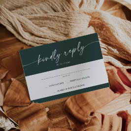 Cartons Réponse Boho Chic Emerald Vert Simple Mariage