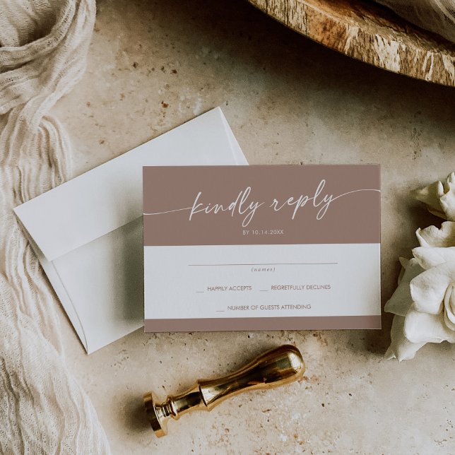 Cartons Réponse Boho Chic Neutral Taupe Simple Mariage (Créateur téléchargé)