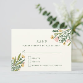 Cartons Réponse Boho Coquette Vintage Floral Aquarelle Mariage