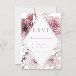 Cartons Réponse Boho Dusty Rose & Mauve Floral Frame Mariage
