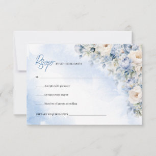Cartons Réponse Boho Elegant hiver bleu poussiéreux et fleurs d'iv