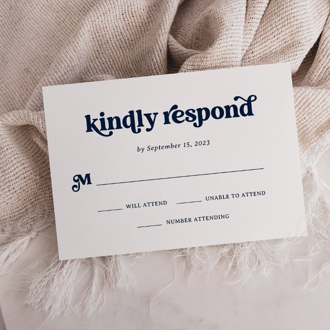 Cartons Réponse Boho et rétro bleu marine et blanc (Créateur téléchargé)