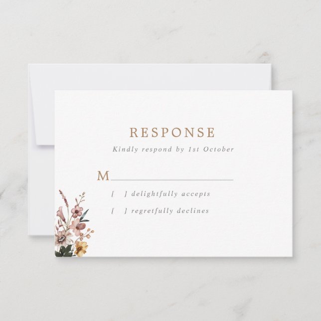 Cartons Réponse Boho Fall Wild Flowers Mariage (Devant)