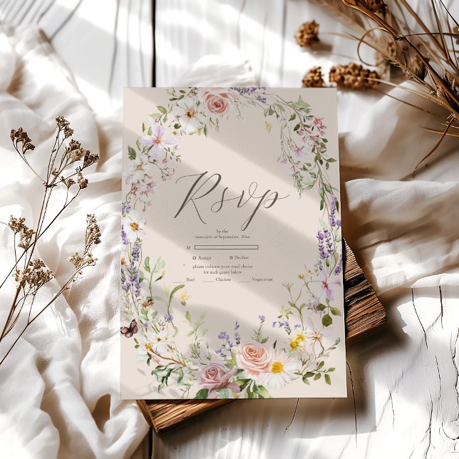 Cartons Réponse Boho Fleur sauvage Floral Mariage (Créateur téléchargé)