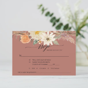 Cartons Réponse BOHO Fleurs d'automne en terre cuite et herbe de P
