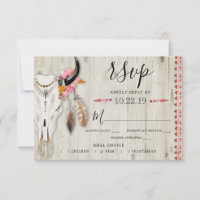 Boho Floral Antler Repas Choix Bois Rustique Maria
