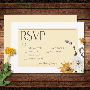 Cartons Réponse Boho Golden Yellow Meadow Fleurs Dîner Jaune