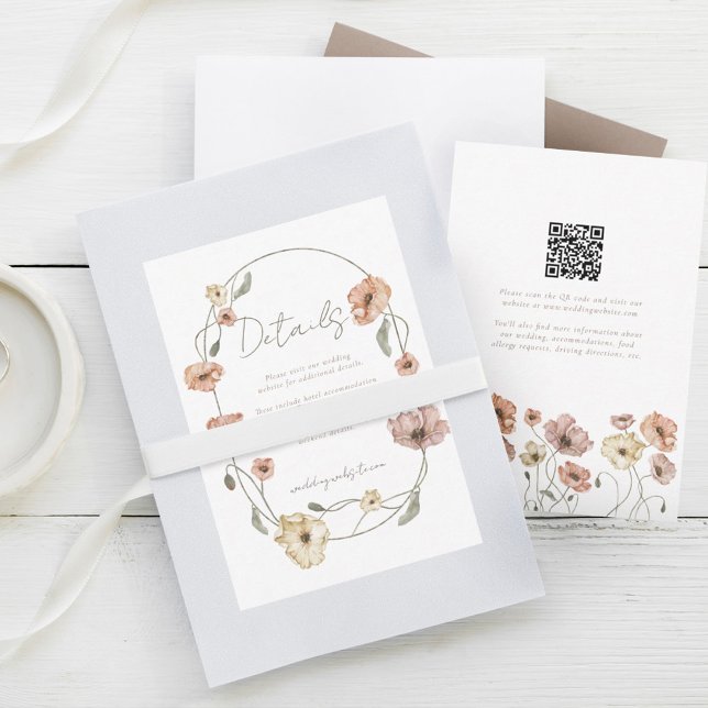 Cartons Réponse Boho Islandais Aquarelle Islande Poppy Fleurs (Boho Icelandic Watercolor Iceland Poppy Flowers RSVP Card)