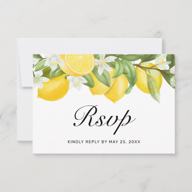 Cartons Réponse Boho Lemons Blanc Floral Mariage (Devant)
