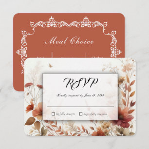 Cartons Réponse Boho Marron avec Papillons Fleurs de Mariage