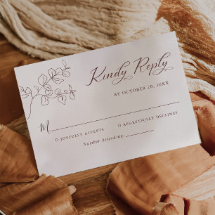 Cartons Réponse Boho minimaliste Botanique Mariage floral