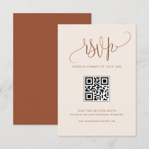 Cartons Réponse Boho Moderne Calligraphie Terracotta Mariage QR Co