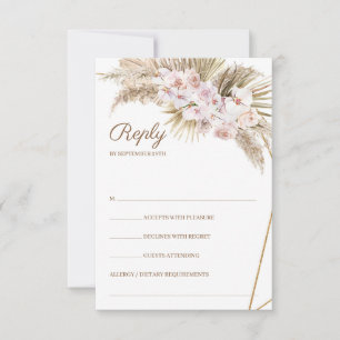 Cartons Réponse Boho Pampas Grass Dusty Rose Sec Palm