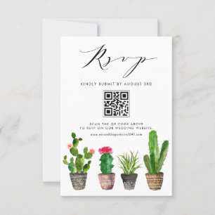 Cartons Réponse Boho Pot Succulents et Cactus Mariage QR Code