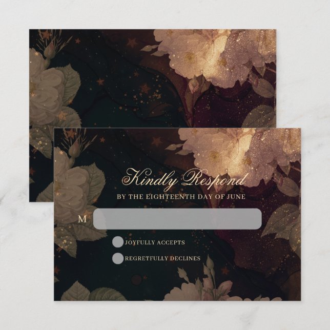 Cartons Réponse Boho rouge foncé Mariage floral (Devant / Derrière)
