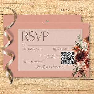 Cartons Réponse Boho Rust & Chute Neutre Floral Peach Rust Mariage