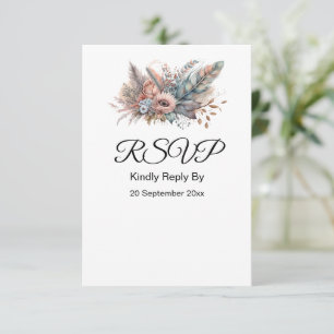 Cartons Réponse Boho rustique argent et rose floral