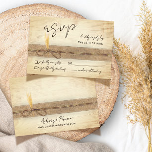 Cartons Réponse Boho Rustique Faux Pampass Mariage éco-bois