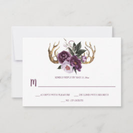 Cartons Réponse Boho rustique Plum violet Peoneries rose Antlers