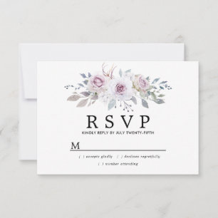 Cartons Réponse Boho rustique violet Rose Floral Quinceanera