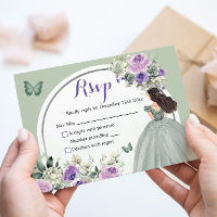 Boho Sage Green Lilac Floral Princesse XV Años RSV