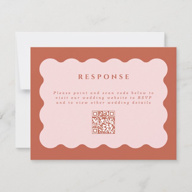 Cartons Réponse Boho Scallop Terracotta & Blush Mariage QR Code (Devant)