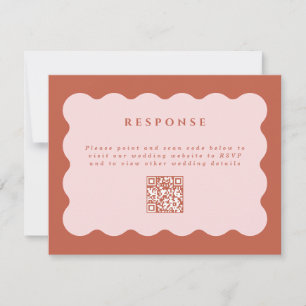 Cartons Réponse Boho Scallop Terracotta & Blush Mariage QR Code