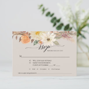 Cartons Réponse BOHO Taupe Terre Floral Automnal Herbe de Pampas M