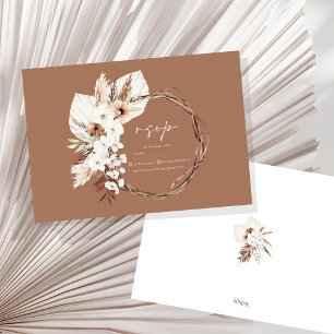 Cartons Réponse Boho Terracotta Brown séché fleuri Mariage