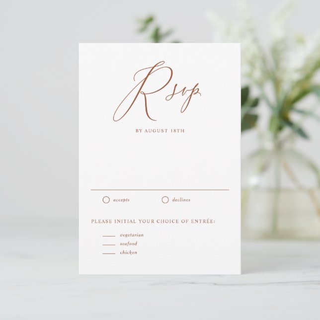 Cartons Réponse Boho Terracotta Calligraphie Fantaisiste Mariage (Debout devant)