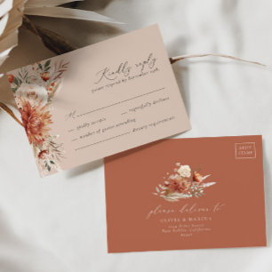 Cartons Réponse Boho Terracotta Dahlia Floral Mariage élégant