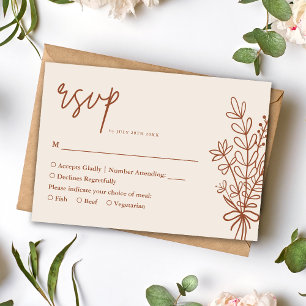 Cartons Réponse Boho Terracotta Orange Brûlé Mariage Rustique