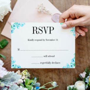 Cartons Réponse Boho Turquoise Poppies et Ferns Mariage