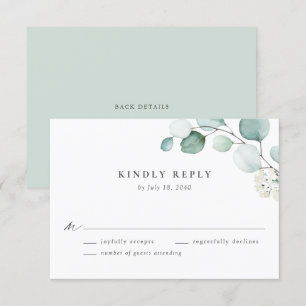 Cartons Réponse Boho Watercolor Eucalyptus Feuille Mariage
