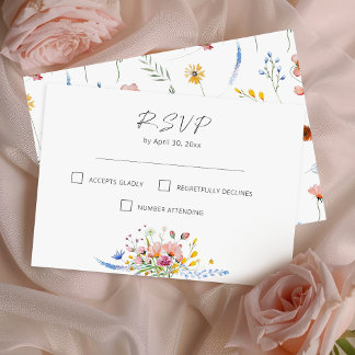 Cartons Réponse Boho Watercolor Wildflower Calligraphy Wedding