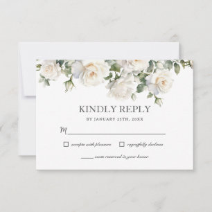 Cartons Réponse Boho White Ivory Rose Floral Greenery Mariage
