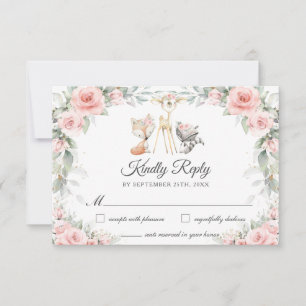 Cartons Réponse Bois Animaux Doux Fleurs Roses Douces Végétation