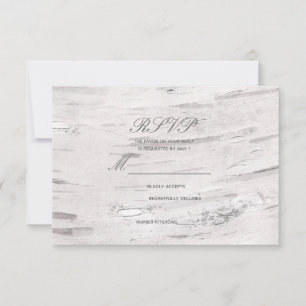 Cartons Réponse Bois de bouleau blanc Mariage campagnard de grange