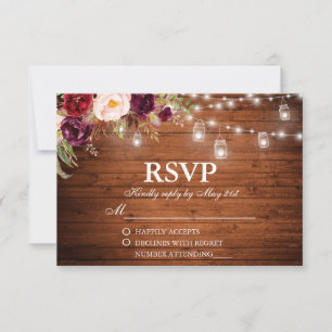Cartons Réponse Bois rustique éclaire les jarres Floral Wedding RS