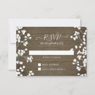 Cartons Réponse Bois rustique Floral Babys Respiration Baby shower