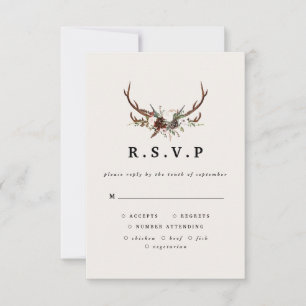 Cartons Réponse Bois rustiques aquarelle mariage floral R.S.V.P
