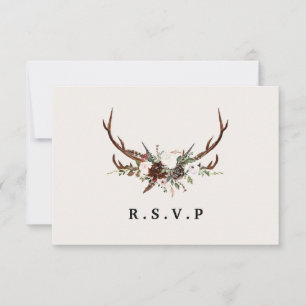 Cartons Réponse Bois rustiques aquarelle mariage floral R.S.V.P