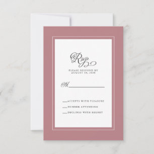 Cartons Réponse Boîtier de calligraphie élégant Mariage Rose pouss