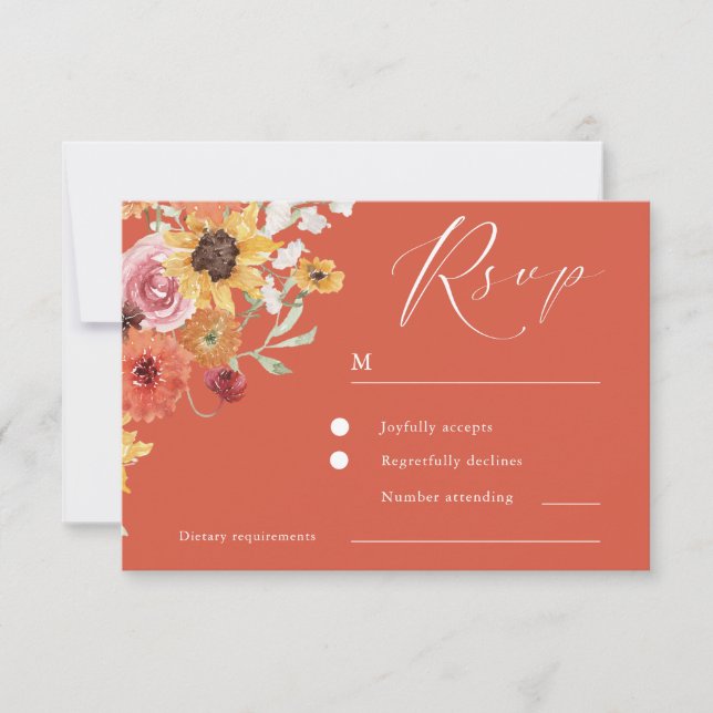 Cartons Réponse Bold Summer Floral Modern Wedding (Devant)