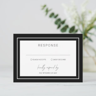 Cartons Réponse Bordure en noir gras Mariage moderne