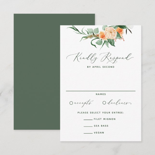 Cartons Réponse Botanique Boho Neutral verdure Mariage floral (Devant / Derrière)