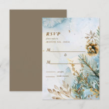 Botaniques Aquarelle Mariage Hiver Accents Or