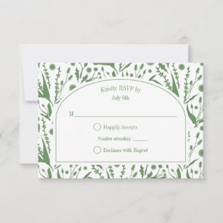 Cartons Réponse Botaniques classiques élégants en Mariage vert Sag